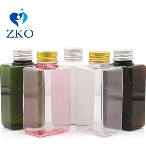 5pcs100ml Rectangular Multicolor PETG Discharge Makeup Water Bottle with Silver/Golden Aluminum Cap Refillable Dispensing Bottle