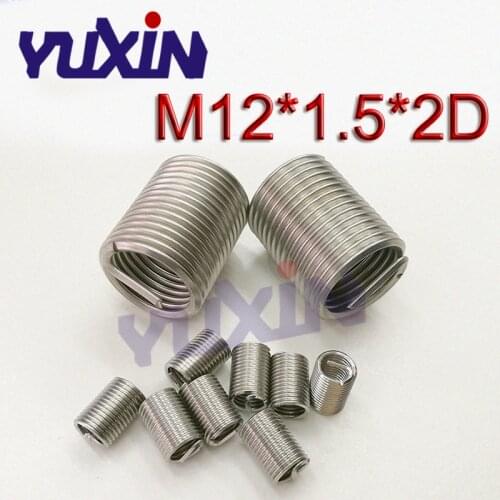 50pcs M12*1.5*2D Wire Thread Insert A2 Stainless Steel Wire Screw Sleeve M12 Screw Bushing Helicoil Wire Thread Repair Inserts