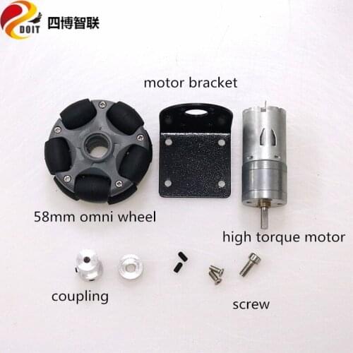 58mm Nylon Omnidirectional Wheel + High Torque 9V/12V Motor + Metal Motor Bracket Kit For Smart Robot Car Chassis DIY Education