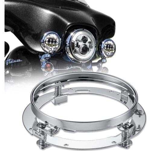 7 Inch Stainless Steel Round LED Headlight Mounting Bracket Ring for Built-in Strong Springs Chrome Plated