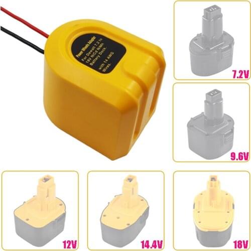 DC Power Supply Wheels Adapter With 14 AWG Wires For dewalt 7.2V 9.8V 12V 14.4V 18V Ni-Cd Ni-Mh Battery Dock DIY Battery Bank