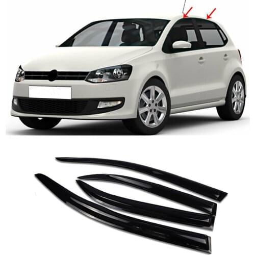 Car Rain Shield Deflectors Awning Vent Cover Window Visor Rain Sun Guard Shelter Rain Eyebrow for VW Volkswagen Polo 2011-2018