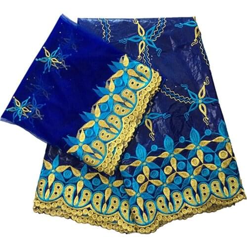 Bazin Riche Tissues African Fabric High Quality French Tulle Lace Nigerian Head Wraps Embroidery Cotton Materials 5+2 yards/lot