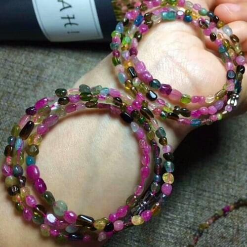 Free Shipping Natural Colorful Tourmaline Crystal Beads Bracelet AAA