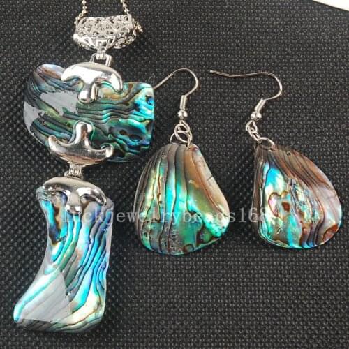 Free Shipping Women Fashion Jewelry New Fashion Zealand Abalone Shell Wommen Men Art Pendant Earring Set C3459