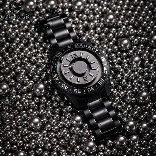 Eutour Innovative Magnetic Metal Magic Ball Watch Men Women Fashion Quartz Simple Watch Stainless Steel Strap Relogio Masculino