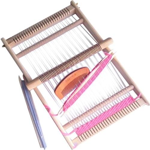 Large Size DIY Hand Knitting Wooden Loom Toys Children Weaving Machine Intellectual Development Loom Toys(Random Color of Wool)