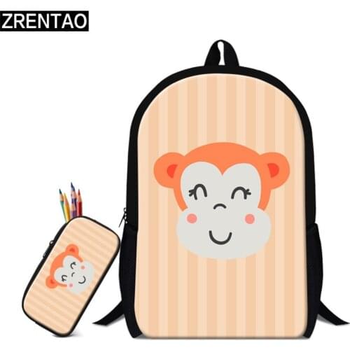 ZRENTAO children school backpacks new fashion cartoon mochilas with pencil case boys girls bookbags men women travel backpack