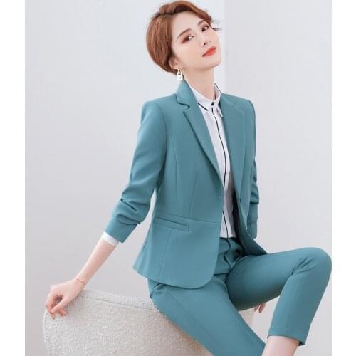 Formal Uniform Designs Pantsuits Spring Fall Ladies Office Work Wear Blazers Set Professional Career Interview Job Blazers Set