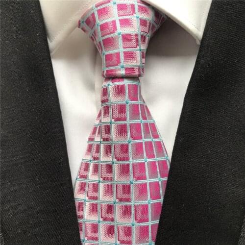 10 cm Width New Design Mens Ties Jacquard Woven Neck Tie Fashion Checkered Neckties for Men
