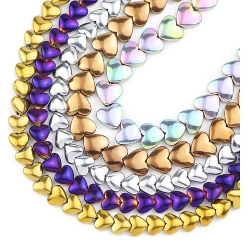 Blue,Gold,Purple Love Heart Hematite Beads Natural Stone 6/8MM Spacer Loose Beads For Jewelry Making Diy Bracelets Accessories
