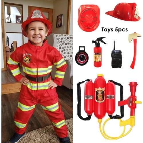 Halloween Firefighter Cosplay Costume for Kids Boys Girls Carnival Party Sam Fireman Uniform Carnival Toys Outfits Work Clothing