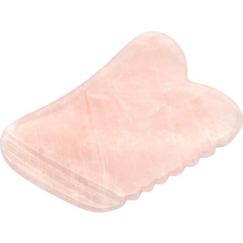 Hot Shape Pink Rose Quartz Powder Crystal Gouache Scraper Face Gua Sha With Comb for Skin Lifting Wrinkle