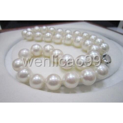 Perfect 11-12mm AAA Natural White SOUTH SEA Pearls Necklace 18" 14KGP