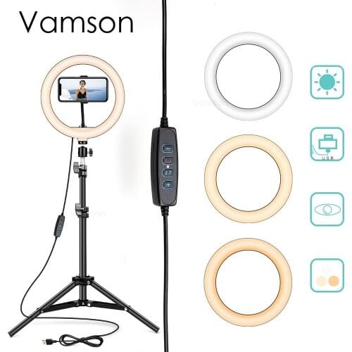 Vamson Ring Light Selfie for Tripod Ring Selfie Phone Lighting Video Photography ting for Youtube Phone Holder VLS06A