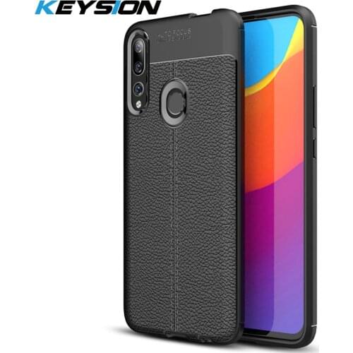 KEYSION Leather Lichee Litchi Texture Case for Honor 9X Global Matte Soft Silicone Phone Back Cover for Honor 9X PRO 9X 8X 8a