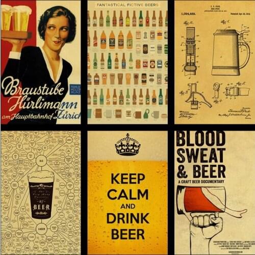 Buy three to send one Astronaut drinks beer fun beer kraft poster retro home decor bar wall decoration painting