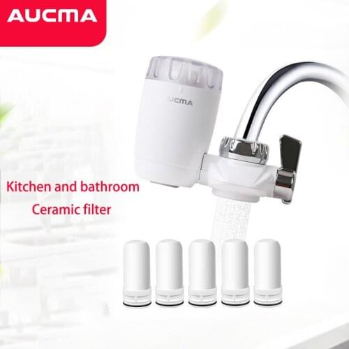 AUCM Mini Tap Water Purifier Kitchen Faucet Washable Ceramic Percolator Water Filter Filtro Rust Bacteria Removal Replacement