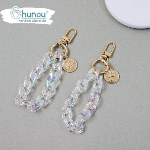 Fashion Acrylic Dream Chain Keychain Alloy Listing Dream Buckle Chain Mobile Phone Case Pendant Bag Jewelry Pendant Wholesale