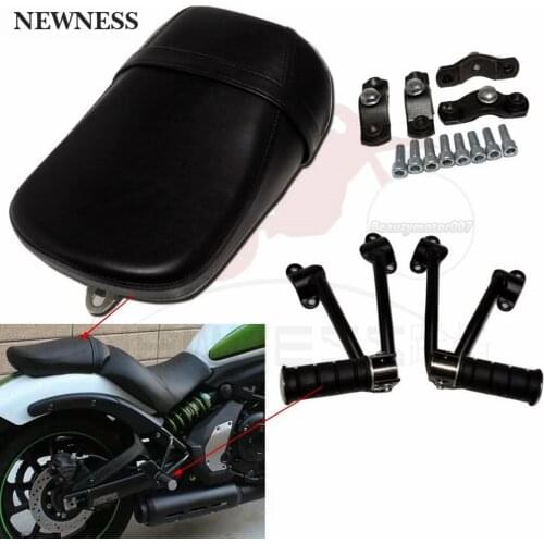 Motorcycle Black Leather Passenger Seat Rear seat +Passenger Footpegs Mount Kit for Kawasaki Vulcan 650 VN650