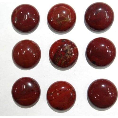Wholesale 30pcs quality natural stone round 20mm cabochon No hole red jaspers beads For DIY Making Jewelry Ring accessories