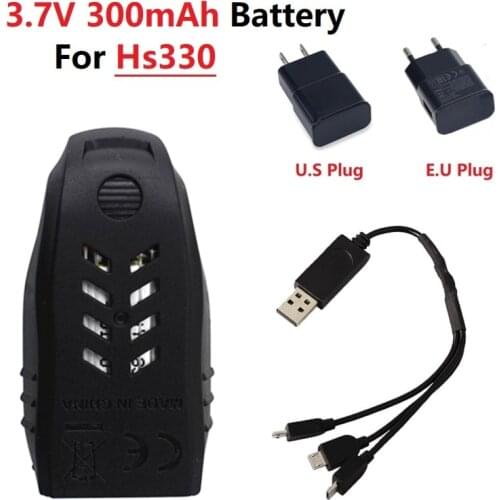 Original 3.7v 300mAh Lipo Battery With 3in1 Cable Charger Set For Hs330 Drone RC Quadcopter Spare Parts 3.7v Drone Battery