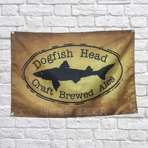 Dogfish Head Poster Banners Bar Cafe Hotel Theme Wall Decor Hanging Art Waterproof Cloth Polyester Fabric Flags Theme Painting