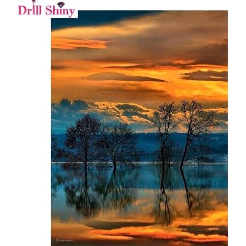 Gift artwork Diamond Cross Stitch mosaic Needlework diamond painting 5D diy diamond square dusk Home decor