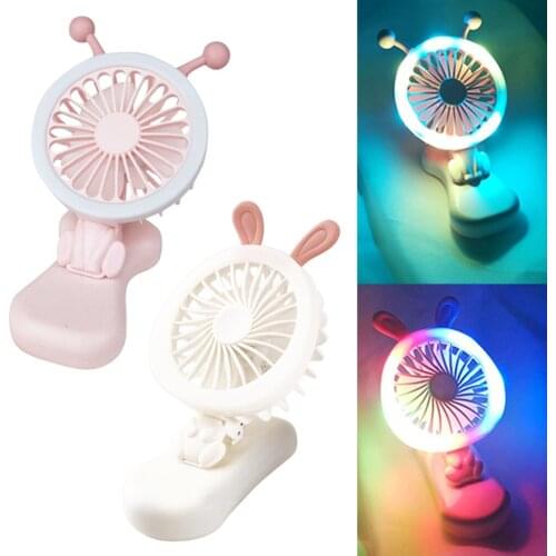 USB Portable LED Fan Adjustable Speed Home Camping Summer Tabletop Personal Fan Rechargeable Clip Fan Free Hands