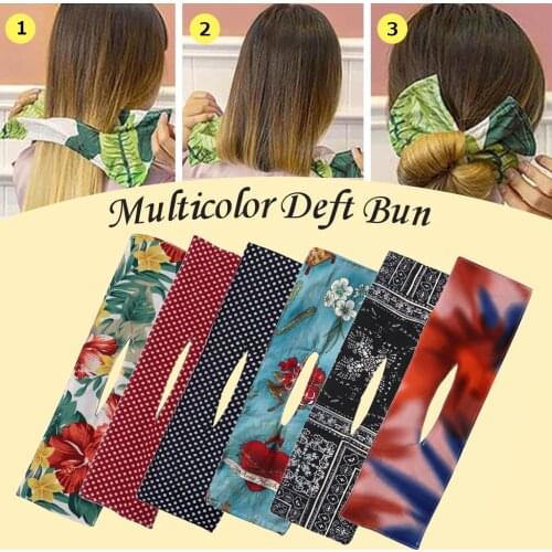 Women Knotted Deft Bun Print Hair Bands Rope Headband Summer Hairpin Braider Makers Fashion Fabric Hair Bands Hair Braiding Tool