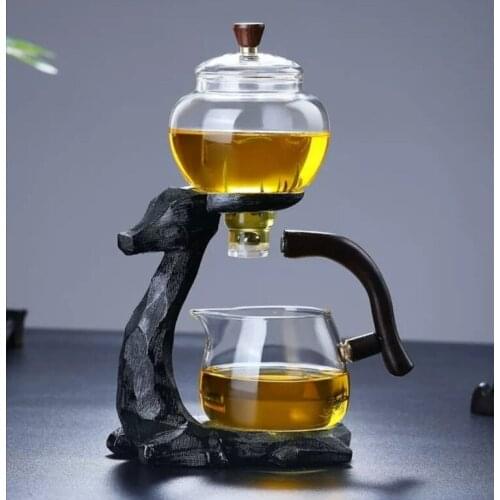 Dropshipping Tea Set Elk Shape Automatic Tea Set Pu'er Oolong Teapot And Cup Set Heat-resistant Glass Teapot With Base