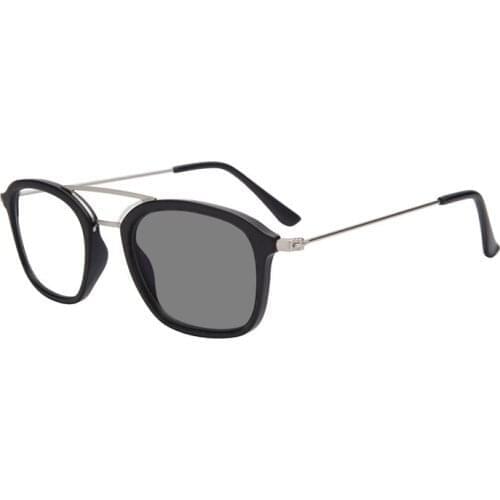 Fashion Double Beam Square Frame Photochromic Myopia Sunglasses for Men Women Nearsighted Sunglasses Driving Travel Sunglasses