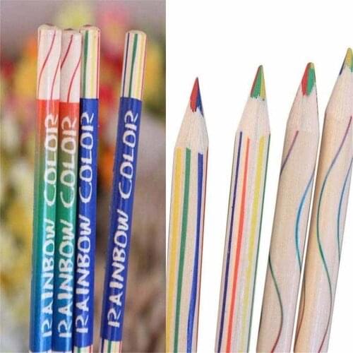 10pcs/pack Rainbow Color Pencil 4 In 1 Colored Drawing Painting Pencils Set