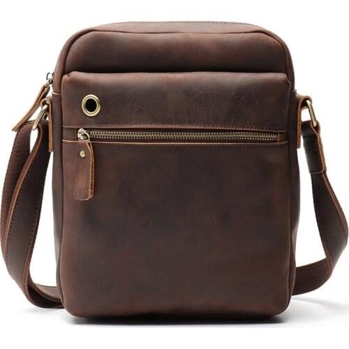 New Men Genuine Leather Handbag Mens Messenger Bag Vintage Shoulder Bags Ipad High Quality Real Cow Leather Male Crossbody Bag
