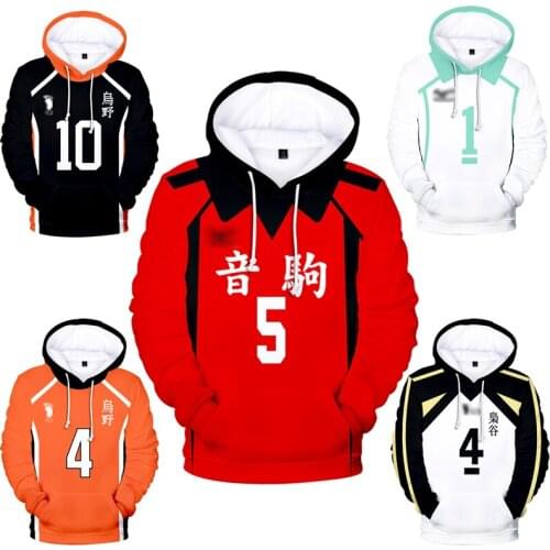 Anime Cosplay Hoody Haikyuu Hoodies Sweatshirts Hinata Shouyou Hooded Hoodies Volleyball Uniform Harajuku Pullover Tops Coat