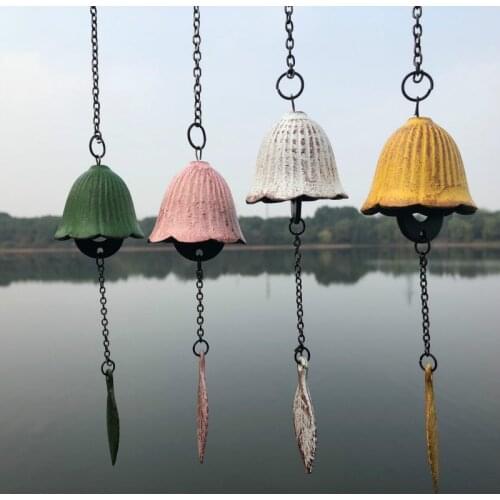 Outdoor Decor Cast Iron Wind Chimes Vintage Metal Home Garden Japanese Life Wind Scenic Temple Pendant Single-leaf Hanging Bells
