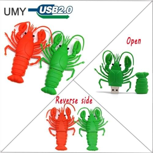 USB flash drive cartoon shrimp pen drive 4GB 8GB 16GB 32GB 64GB cute memory stick u disk creative gift pendrive usb stick