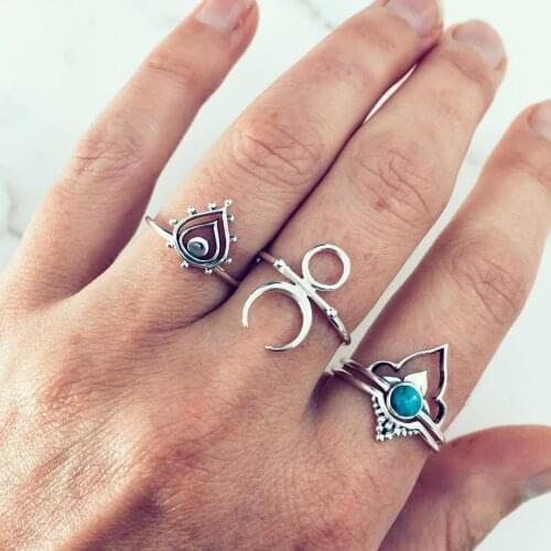 Vintage Silver Color Rings for Women 2018 Fashion Jewelry Ladies Knuckle Ring Simple Style Set Rings Boho Girl Tail Ring