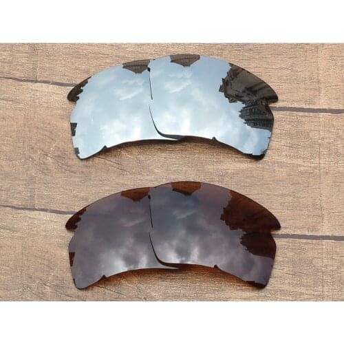 Vonxyz 2 Pairs Chrome Mirror & Bronze Brown Polycarbonate Replacement Lenses for-Oakley Flak 2.0 XL Frame