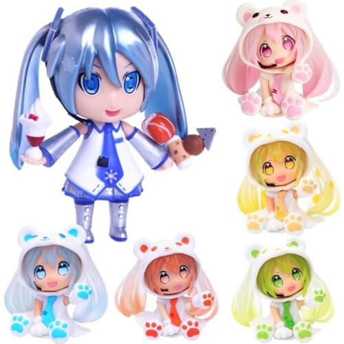 Japan Anime Doll Cute Hatsune Miku Q Car Decoration Small Sculpture Action Figure Toy Cake Decoration Kids Toys Girls Gift