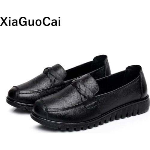 Women Shoes Loafers Slip-on Lightweight Female Casual Shoes Genuine Leather Soft Black Spring Autumn Womans Footwear Hot Sale