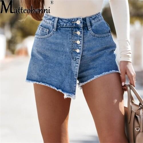 Women Ripped Repaired Denim Shorts High Waist Buttons Bodycon Distressed Hole Bottoms Leg-Openings Plus Size Sexy Short Jeans