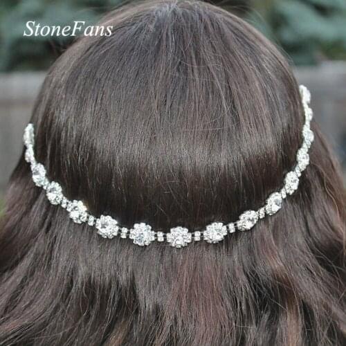 Stonefans Bridal Headpiece Rhinestone Hair Comb Chain for Women Bohemian Crystal Headband Wedding Hair Accessories