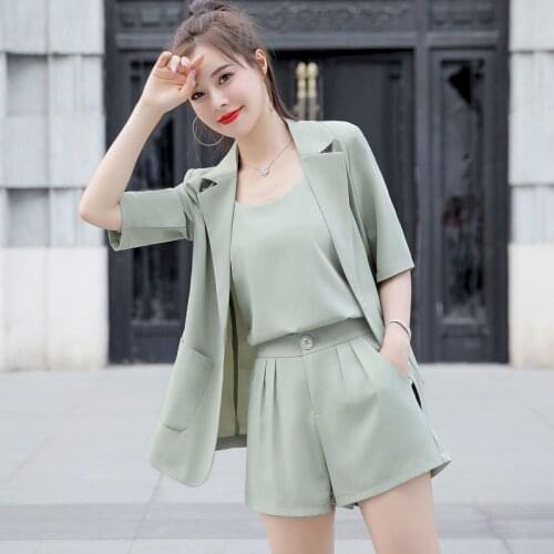 2021 Summer New Womens Suit Three-piece Suits Drape Chiffon Suit Shorts Professional Suits Designer Short Sets for Women Office