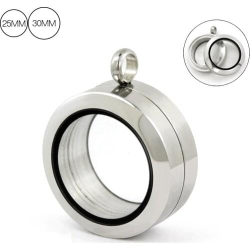1PC 25/30MM Stainless Steel Round Magnetic Glass Screw Lockets Pendant Keepsake Locket Charm For Memorial Jewelry
