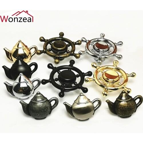 Zinc Alloy Creative Coffee Teapot Antique Furniture Knobs Alloy Drawer Door Closet Cupboard Pull Handle Cabinet Knobs Handles