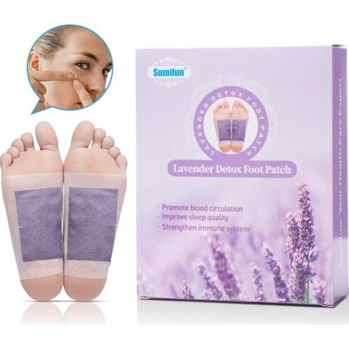 12pcs/box Lavender Lymphatic Detox Patch Anti-Swelling Herbal Pads To Improve Sleep Foot Patches Skin Care