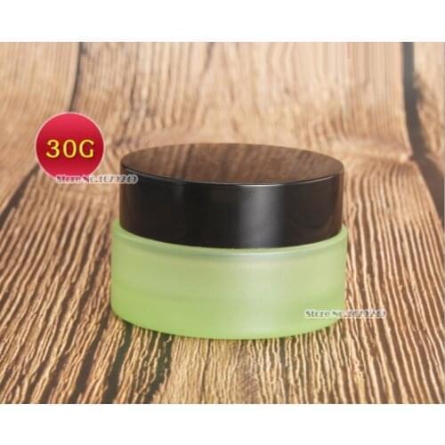 30g/30ml Green colour Frosted empty cosmetic cream jar bottle cream bottle cap/Black cap/cosmetics Bottle glass 200pcs/lot