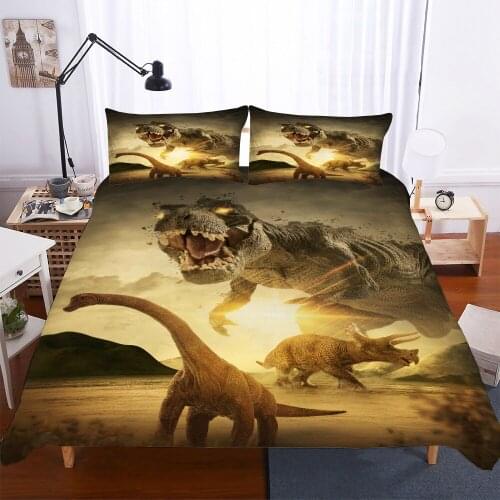 3D HD Printing Bedding Set Custom Kids Baby Children Duvet Cover Set Queen King Cartoon Dinosaurs Bed Set Bedclothes