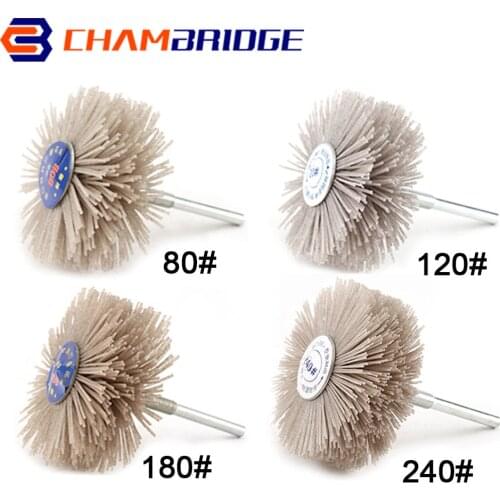 4Pcs 80*6mm Abrasive Nylon Polishing Wheel Brush 80#-240# Woodwork Furniture Polishing Brush for Woodwork Polish Grinder
